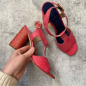Valentina Rangoni Red Espadrille Wrapped Heels 8.5 NEW